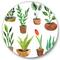 Designart - Eight Potted House Plants - Traditional Metal Circle Wall Art